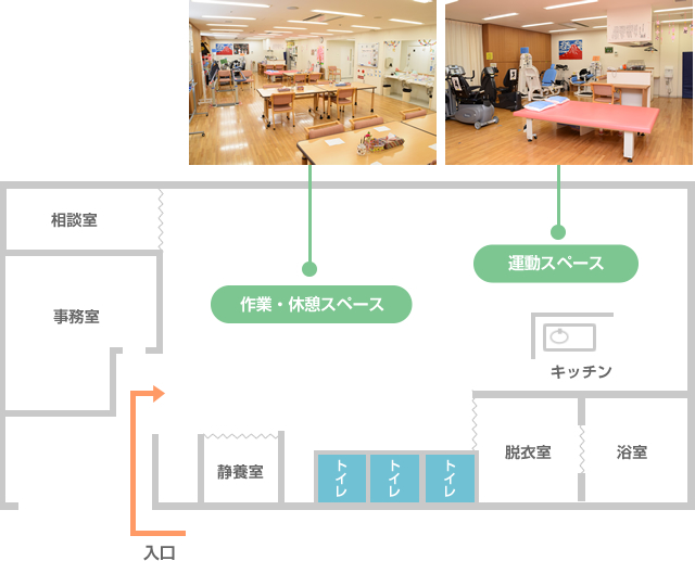 デイケアセンター第2ほほえみの間取り