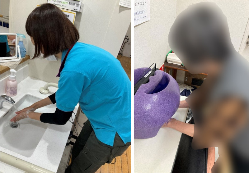 手洗い研修の様子
